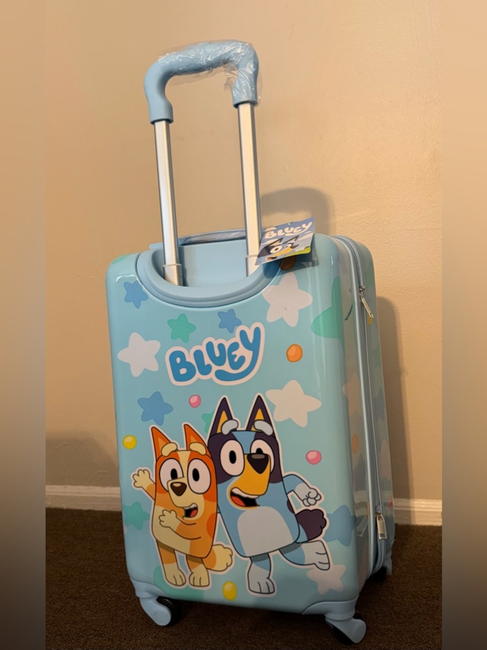 Bluey Kids Rolling Suitcase in Light Blue